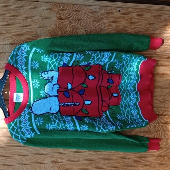 XL Green Retro Peanuts Snoopy Ugly Christmas Sweater - Picture 11 of 11
